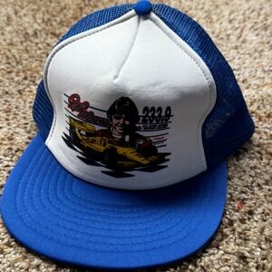 Vintage Rick Mears 233.9 MPH Record Holder Trucker Hat Blue Pennzoil Racing Cap